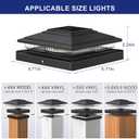 APONUO Solar Post Cap Lights 12-Pack, Black IP64 Waterproof 16 LED Fence Post Solar Lights for 4x4 5x5 6x6 Wood/Vinyl Posts, 2-Mode Deck Post Lights Solar Powered, 10-Hr Lighting for Patio Yard Porch