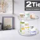 2 Tier Diamond Lazy Susan Bathroom Organizer Countertop, Clear 360 Rotating Cosmetic Makeup Organizer for Vanity, Skincare Organizers Perfume Organizer for Counter - Organization and Storage -9.25INCH