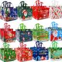 sanchlor 24 Pack Christmas Gift Bags, 12.6"x9.8"x6.7" Large Non-Woven Tote Bags with Handles for Wrapping Xmas Party Favors
