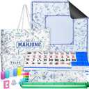 179 Pcs American Mahjong Tile Set with Carrying Bags,Blue Floral, 1.18 x 0.91 x 0.51 inches