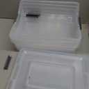 novelinks Clear Stackable Storage Bins with lid Storage Boxes Durable Plastic Organizer Containers for Home Office, Kitchen, Craft Supplies (10 Quart 4 Pack)