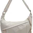 Crossbody Nylon Crescent Bag for Women - Lightweight Small Hobo With 2 Pack Inner Dumpling Bag - Casual (Jd-beige)