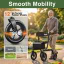 Walkers for Seniors, Rollator Walker with Seat, 12" Big Rubber Wheels All Terrain Rolling Walker, Foldable Rollator Walker, Built-in Cable, Reinforced Aluminum Frame, Black