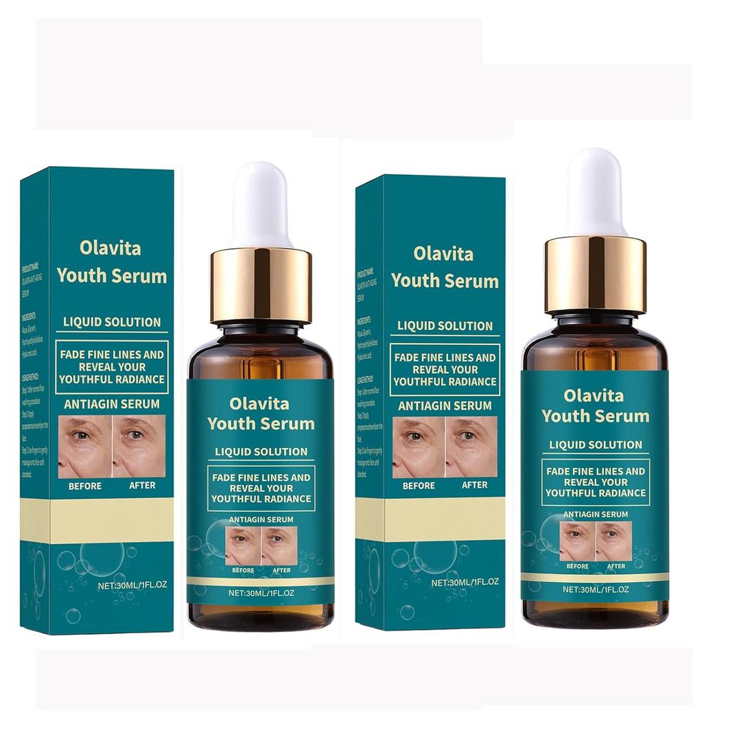 Olavita Liquid Solution Anti Aging SerumOlavita Face Serum,Intensely firms skin,Smooths Fine Lines and Hydrates, For Women with Mature and Daily Skincare (2pcs) (Green-2)