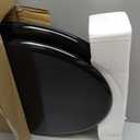 Round Black Slow Close Toilet Seat, Heavy Duty Wood Toilet Seat with Baked Enamel Finish, Support 400 bls, Toilet Lid with Soft Close Zinc Alloy Hinges, Grip-Tight Bumpers, Easy Clean, Quick-Assembly