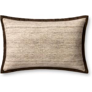 Loloi II Collection PLL0143 Brown/Ivory 16'' x 26'' Cover w/Down Pillow