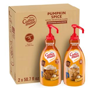 Nestle Coffee mate Coffee Creamer, Pumpkin Spice, Concentrated Liquid Pump Bottle, Non Dairy, No Refrigeration, 50.7 oz (Pack of 2), Best Buy April 2026