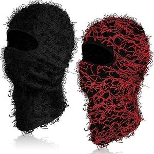 Newcotte 2 Pack Adult Distressed Balaclava Ski Mask Full Face Knitted Balaclava Windproof Cool Ski Mask for Cold Weather