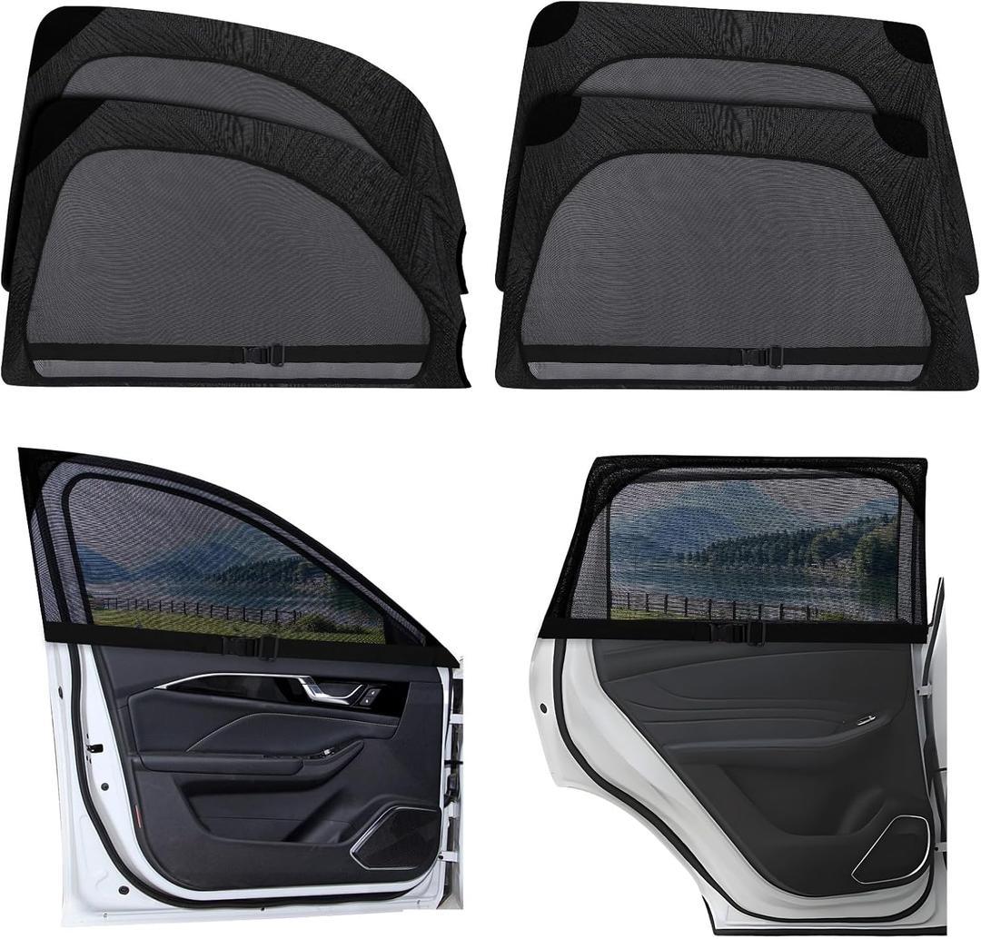 XCBYT Car Window Shades, Car Window Covers to Block UV and Heat, Car Window Screen for Privacy Protection with Elastic Breathable Mesh, Car Window Bug Screens for Camping Napping Dressing