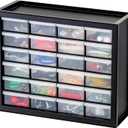 IRIS USA 24-Drawer Plastic Storage Cabinet, Teacher Toolbox, Garage, Black | Wall mountable, Stackable, Small Business Scrapbook Art Balloons Building Bricks Crafts Stickers Storage