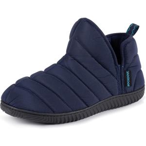 RockDove Men's Alpinz Puffer Bootie Slipper with Memory Foam (10, Navy Blue)