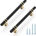 Ravinte Hardware 5 Pack 7.38 Inch Matte Black&Gold Cabinet Pulls Handles Kitchen Cabinet Handles Drawer Pulls Kitchen Cabinet Hardware Dresser Cupboard Handles Drawer Dresser Drawer Pulls 5 Inch CC