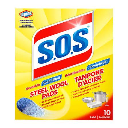 S.O.S Steel Wool Soap Pads, 10 Count Box (6 Boxes Total/ 60 Pads Total)