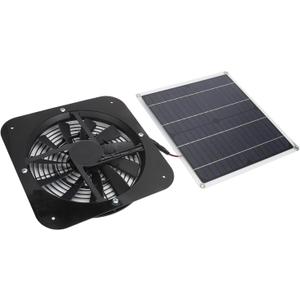 Solar Panel Fan Kit, 100W Solar Powered Fan with Rainproof, High Airflow, High Speed Exhaust Fan, Wall Mount Ventilation, Cooling Vent for Household, Greenhouse, Shed (Black)