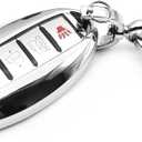 Fit for Nissan Z GT-R Kicks Leaf Altima Armada Maxima Murano Pathfinder Rogue Sentra Titan Versa Frontier TITAN XD Rogue Sport Infiniti QX80 Key Fob Cover Case Shell Holder Accessories, Silver