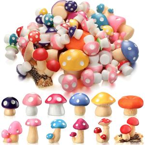 Yulejo 120 Pcs Cute Tiny Mushrooms Bulk Mini Miniature Figurines Fairy Mushroom Decor Garden Mushroom Statue Mini Mushrooms Ornament for Plant Micro Landscape Bonsai Craft(,Multicolor)
