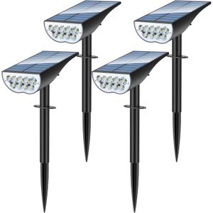 Solar Spot Lights Outdoor, Solar Lights Outdoor Waterproof IP65, 3 Brightness Modes Dusk to Dawn Landscape Spotlights for Yard Garden Pathway Tree Decoration, Cool White, 4 Pack