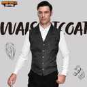 Spooktacular Creations Halloween Victorian Steampunk Gothic Suit Vest for Men, Classic Black Waistcoat Sleeveless for Cosplay (Black, XXL)