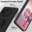 Case for TCL 60 SE 60SE Phone Case with Tempered Glass Screen Protector, 360 Rotatable Ring Holder Kickstand/ Stand Silicone TPU Shockproof Protective Cover Case for TCL 60SE 60 SE 2025 - Black