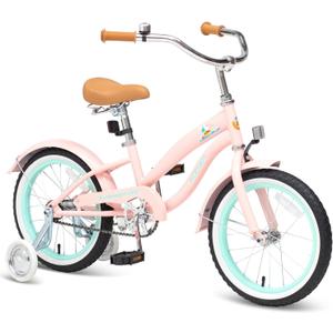 ACEGER Girls Beach Cruiser Bike for Kids 5-13 Years Old, 16" 18" 20" 24" Single Speed Kids Bicycle Included Coaster Brake, Front and Rear Reflectors, 24" 7 Speeds with Dual Brakes (Coral Pink)