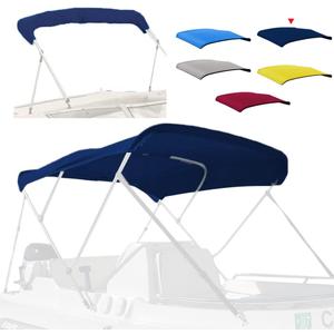 3 Bow Fade and Crack Resistant Bimini Top Replacement Cover600D Marine Grade Polyester Waterproof Sun Shade Boat Canopy Easy Install Zipper Sleeves Boat Awning, Navy 6'L 54"-60" W