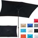 Blissun Rectangular Patio Umbrella, Table Market Umbrella with Tilt and Crank, Outdoor Umbrella for Garden, Deck, Backyard, Pool and Beach