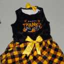 CuteBone Happy Thanksgiving Day Dog Fall Dress Costume Velvet for Small Dogs Girl Puppy Dresses Yellow Plaid Dog Clothes CVA03L-D 