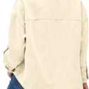 Plus Size Shackets for Women Fashion Fall Outfits Corduroy Shirts with Pockets Casual Long Sleeve Button Down Blouse Tops (Beige, XXL)