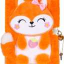 Fox Diary for Girls with Lock, Plush Fox Toys Gift for Teen Girls, Kids Fox Writing Journal Notebook, Birthday Gifts for Little Girls Ages 5 6 7 8 9 10-12 Year Old