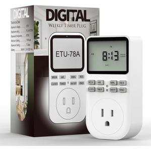 Plug in Digital Oulet Timer Switch 7 Day / 24 Hour Weekly Daily Programmable with Random Security Mode for Home Appliances and Indoor(125V,15A,1875W) 1 Pack