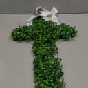 Zeyune Large He is Risen Cross Wreath Green Faux Plant Wooden Design Foldable Easter Door Wreath Decoration for Front Door Christian Faith Hanging for Spring Home Porch Farmhouse