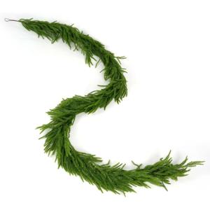 Artificial Norfolk Pine Garlands, Realistic Pine Garland, Green Artificial Greenery Garland for Table, Mantle, Wall, Indoor, Winter Christmas Decorations, Holiday Party Home Decoration (1, 6FT)