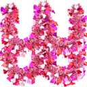 20FT/6M Valentine's Day Tinsel Garland, Pink White Heart Metallic Tinsel Twist Garland Shiny Hanging Garland Decoration for Valentines Day Wedding Birthday Party Supplies