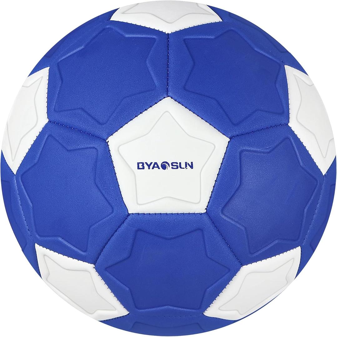 Curve Soccer Ball Size 4, Swerve Soft Balls for Outdoor and Indoor,Size 4 Soccer Ball for Boys and Girls (Blue White)