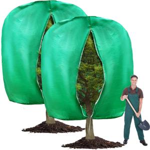 2pcs Huge Plant Covers Freeze Protection, 95"x83" Winter Tree Cover with Zipper Drawstring Thickened Frost Blanket Cloth Outside Plants Wrap Bag Garden Covers for Potted Plant Shrubs Flower Fruit Tree