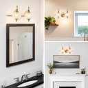 Brushed Antique Brass Bathroom Vanity Light Fixture Vintage Style - 2 Light G9 Bulb Compatible, 17" Wide Bathroom Lighting Over Mirror with Hand-Etched Glass Shades, Easy Mount for Makeup Area