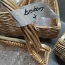 4 Pcs Flower Girl Baskets Half Moon Wicker Rattan with Handle, Light Color