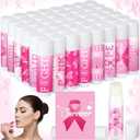 Siifert 50 Pcs Breast Cancer Awareness Lip Balms Bulk Small Pink Ribbon Thank You Gifts Set Breast Cancer Awareness Bulk Items Natural Moisturizing Lip Care Product Survivor Gifts for Women