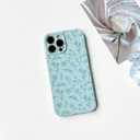 NITITOP Compatible with iPhone 14 Pro Case Cute for Women Girl Vintage Flower Floral Leaves Pattern Trendy Slim Fit TPU Silicone Shockproof Girly Fashion Protective Phone - Blue