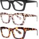 REAVEE Oprah Style Reading Glasses for Women, Blue Light Blocking Stylish Oversized Computer Readers Spring Hinge 1.75 Diopters