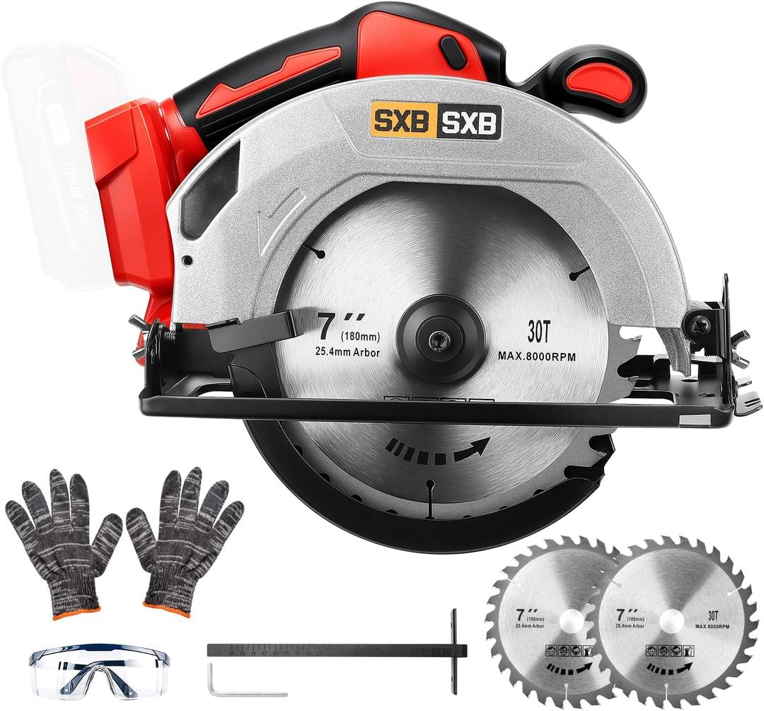 Circular Saw for Mil-waukee M-18 Battery, 7-Inch Brushless Cordless Circular Saw, 8000 RPM, 0-45° Bevel, Power Tool for Wood PVC Cutting (Battery Not Included)