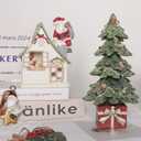 LALALANHOME Christmas Tree Tabletop Decorations Resin Christmas Tree Sign Winter Snow Ornament Tabletop Resin Tree Xmas Centerpiece Decoration for Indoor Home Office Holiday