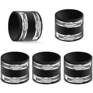 5 Pcs Dust Control Flex Cuffs Coupler with Integrated Stainless Steel Hose Clamps 2-1/2 Inch Rubber Vacuum Hose Connector for Plastic and Copper Plumbing Connections Ports Fittings