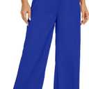 Women Wide Leg High Waist Wide Leg Pants Loose Fit Back Elastic Waist Pleated Front Trousers for Work Casual (Small, Dark Blue)