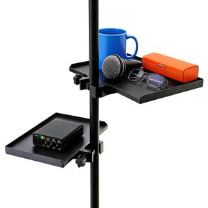 2pcs Microphone Stand 9.4"x6.8" 7.9"x5.5" Tray Adjustable Clamp-on Utility Shelf Rack Tray for Stage Music Stand Audio Mixer Karaoke Stage Live Streaming Recording Broadcasting