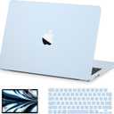 AKIT Compatible with MacBook Air 13 inch Case M5 2026 2025-2022 M4 M3 M2 A3449 A3240 A3113 A2681, [Ultra-Thin] [Official Color Match] Case+Screen Flim+Keyboard Cover for Mac Air 13.6 inch, Sky Blue