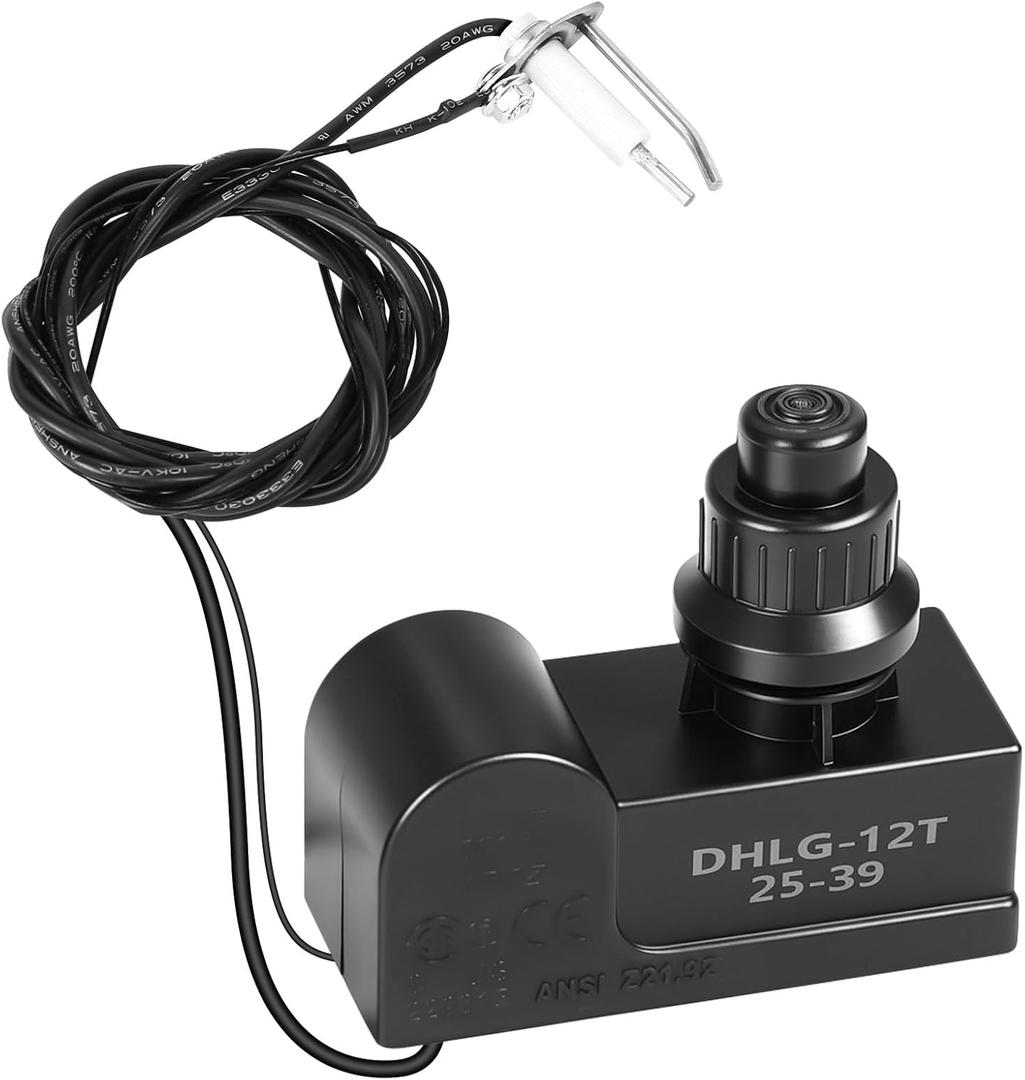 Grisun Fire Pit Igniter - Push Button Ignition Kit for Fire Pit Gas Burner, 2 Outlet with igniter Leads and Ground Wire, 48 inches Electrode Ignition Cable Wire, Durable Button