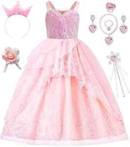 SZ-TONDA Girls Pink Witch Costume Bubble Sequins Dress - Kids Halloween Party Cosplay Outfit Clothes Apparels 3-4yrs