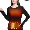 FERNIDA Women Heated Shirt with Battery Pack 7.4V Electric Heating Thermal Top Fleece Lined Heated Base Layer with Thumb Hole (Small, All Black)