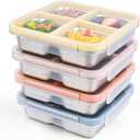4 Pack Stainless Steel Snack Containers with Lids, Leakproof 4 Compartment Bento Lunch Boxes, Reusable Metal Meal Prep Food Storage Containers, Dishwasher Safe for Work, Travel, Picnic (4pack-A)